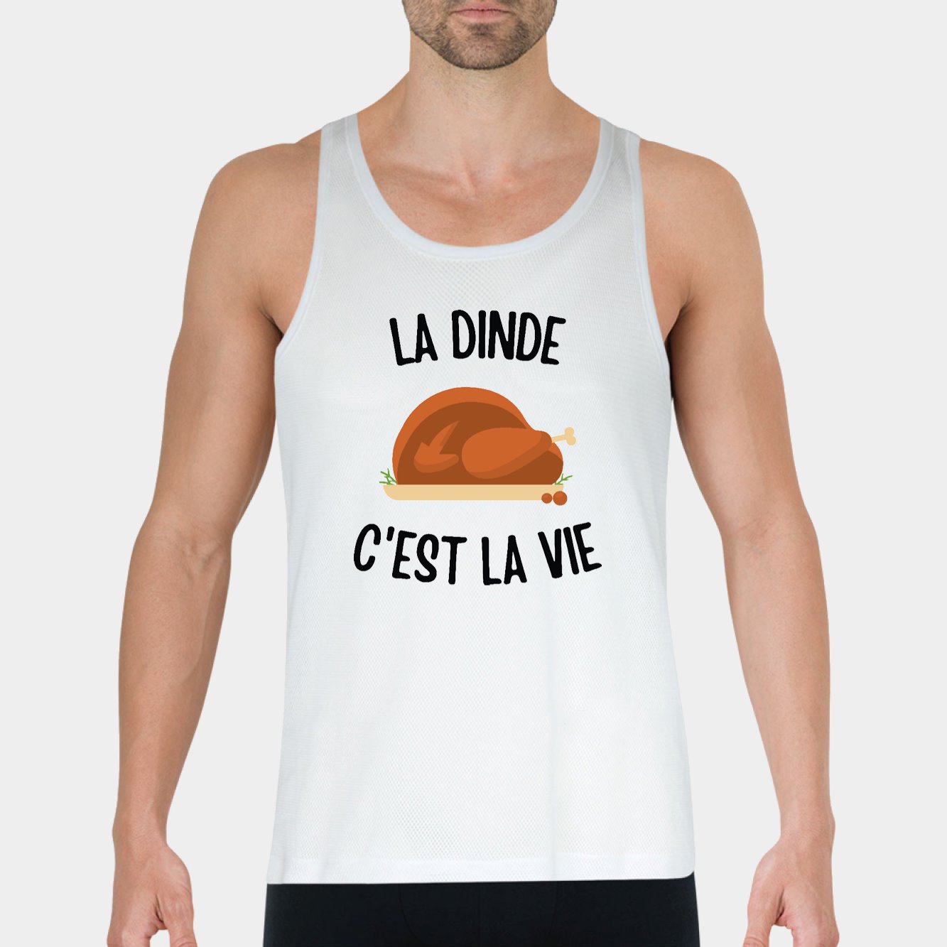 Débardeur Homme La dinde c'est la vie Blanc