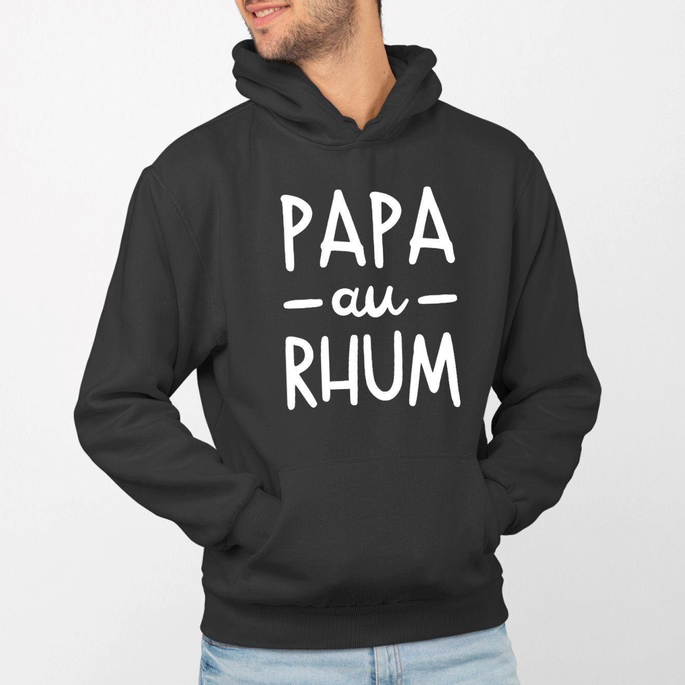 Sweat Capuche Adulte Papa au rhum Noir