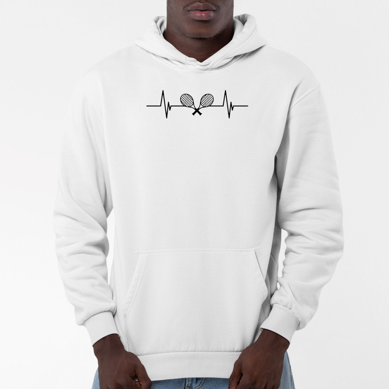 Sweat Capuche Adulte Rythme cardiaque tennis Blanc