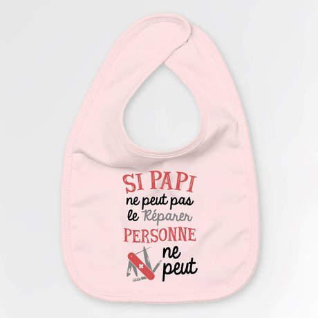 Bavoir Bébé Si papi ne peut pas pas le réparer Rose
