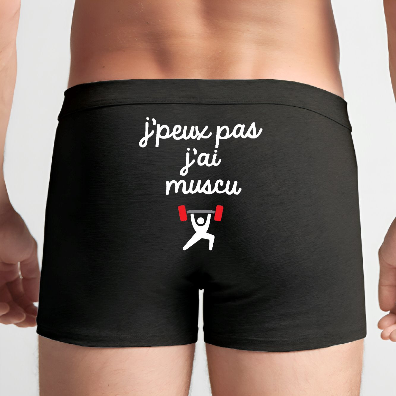 Boxer Homme J'peux pas j'ai muscu Noir