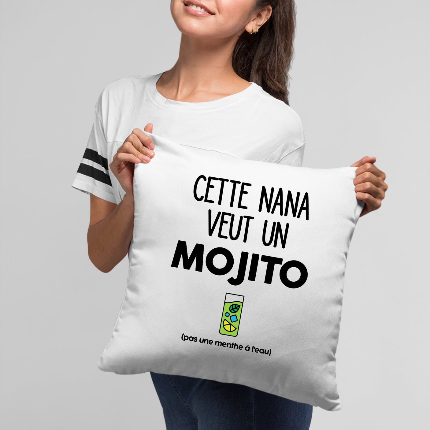 Coussin Cette nana veut un mojito Blanc