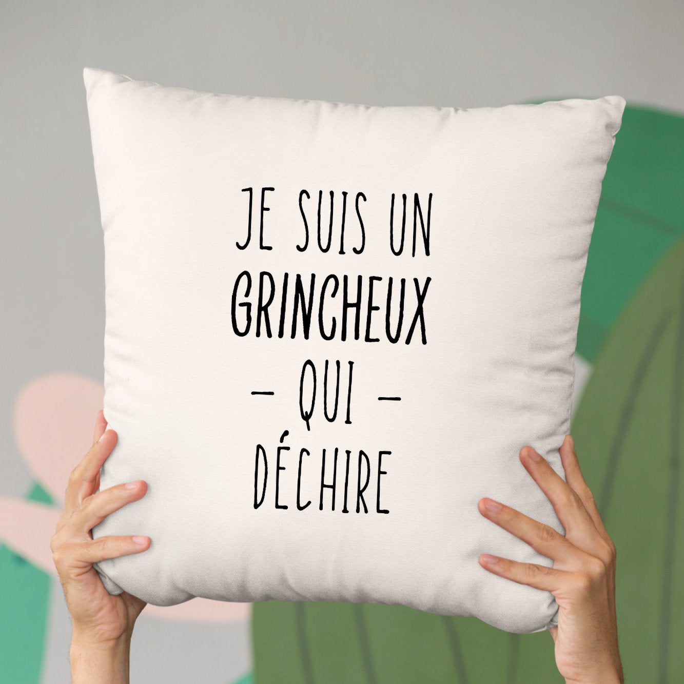 Coussin Grincheux qui déchire Beige