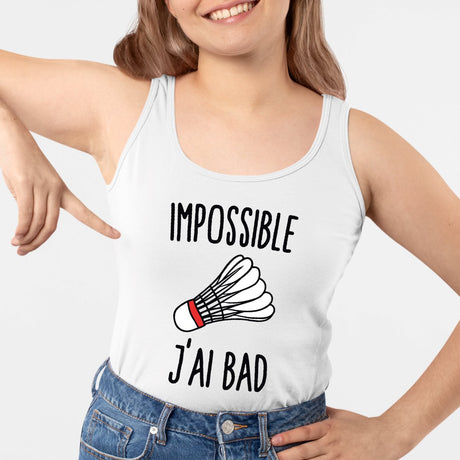 Débardeur Femme Impossible j'ai bad Blanc