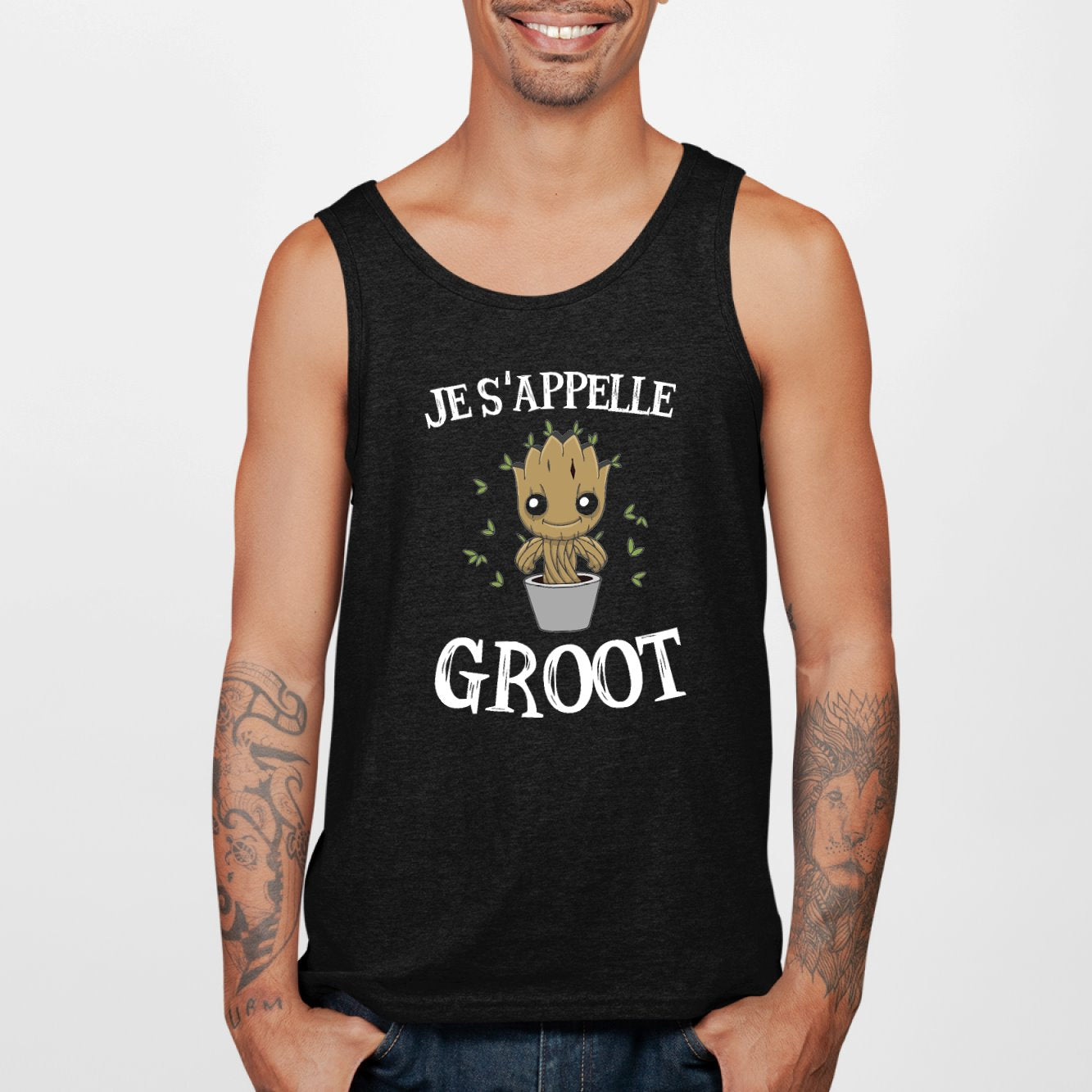 Débardeur Homme Je s'appelle Groot Noir