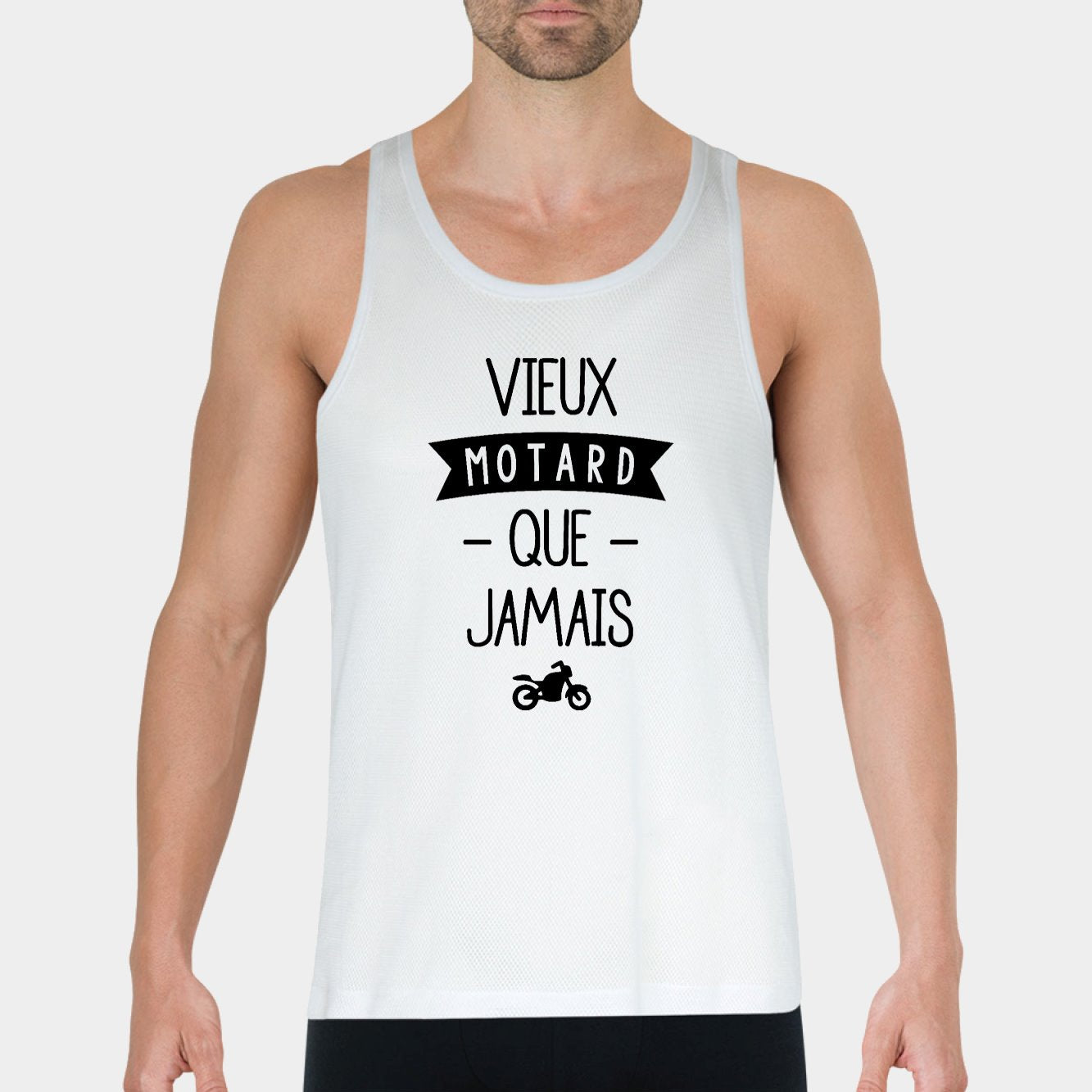 Débardeur Homme Vieux motard que jamais Blanc
