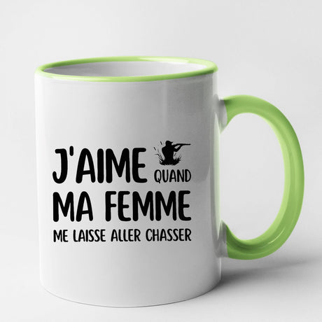 Mug J'aime quand ma femme me laisse aller chasser Vert