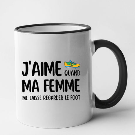 Mug J'aime quand ma femme me laisse regarder le foot Noir