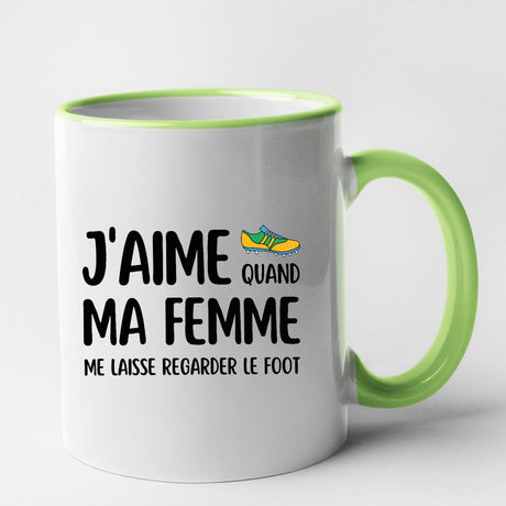 Mug J'aime quand ma femme me laisse regarder le foot Vert