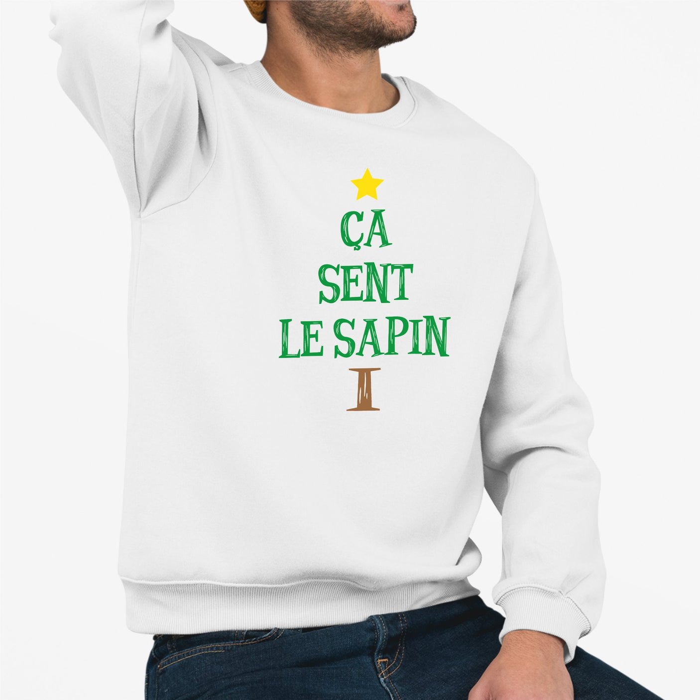 Sweat Adulte Ça sent le sapin Blanc