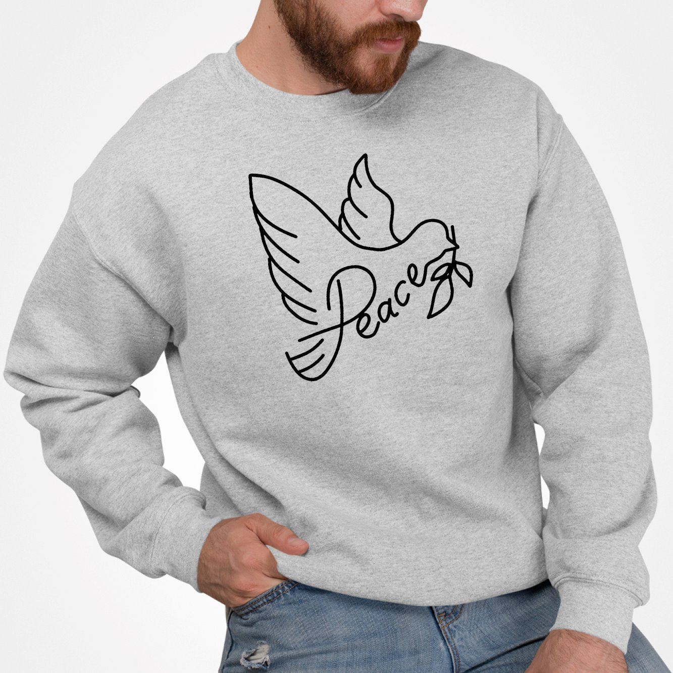 Sweat Adulte Colombe de la paix Gris