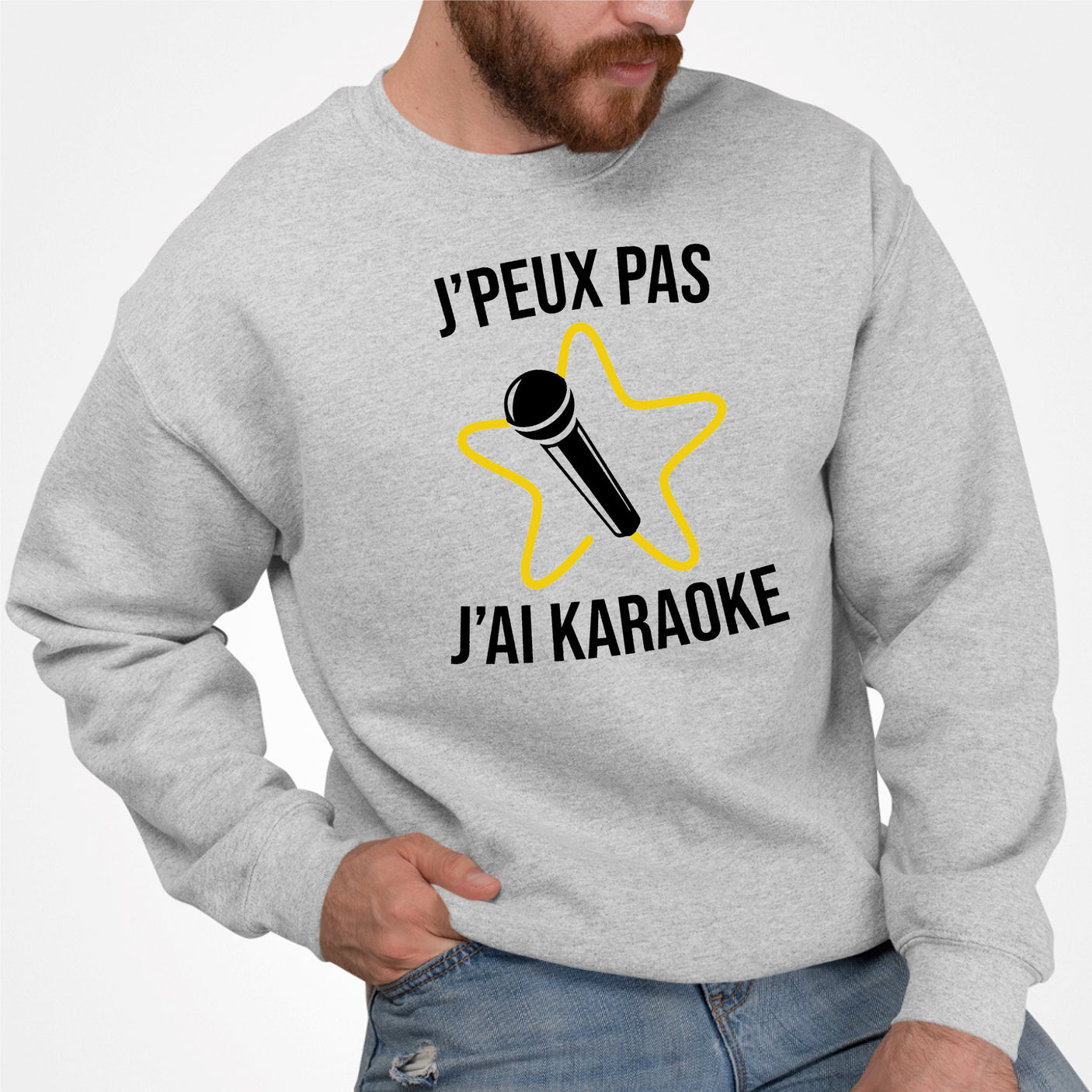 Sweat Adulte J'peux pas j'ai karaoke Gris