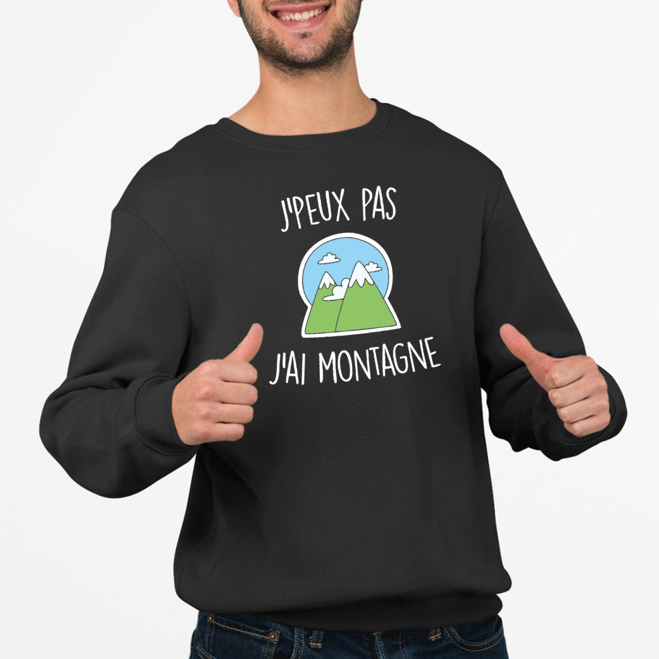 Sweat Adulte J'peux pas j'ai montagne Noir