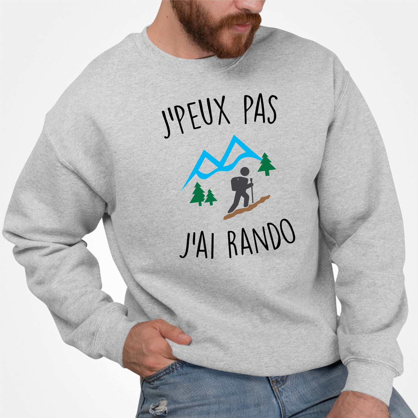 Sweat Adulte J'peux pas j'ai rando Gris