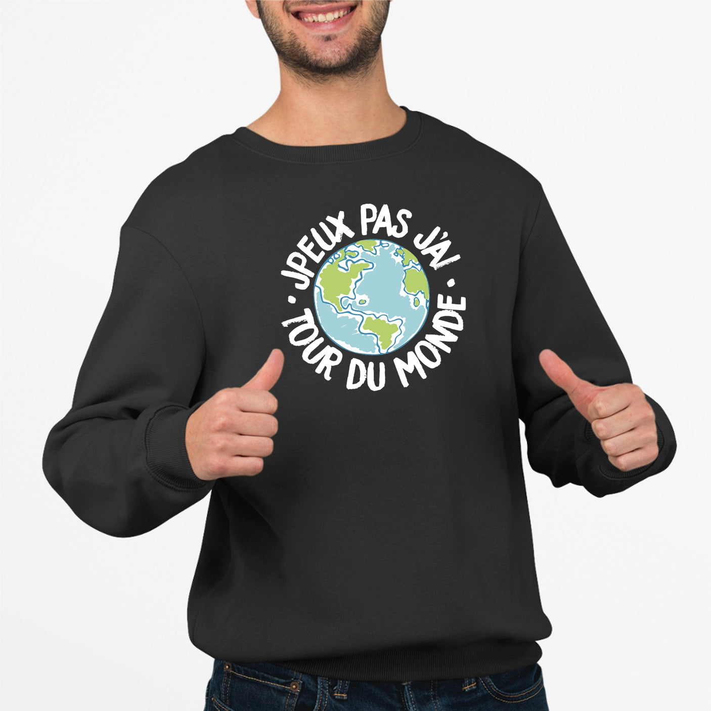 Sweat Adulte J'peux pas j'ai tour du monde Noir