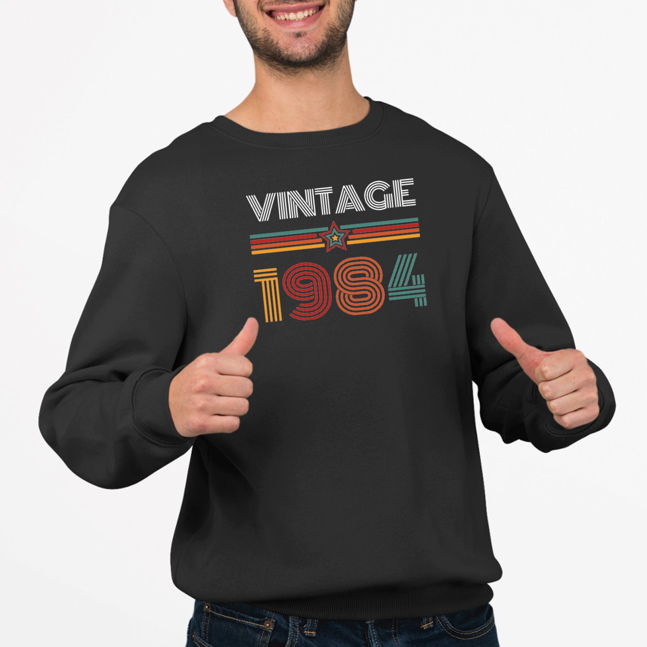 Sweat Adulte Vintage année 1984 Noir