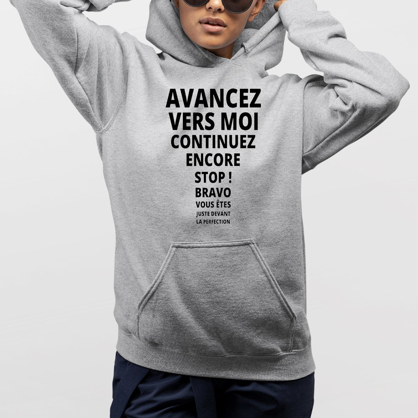 Sweat Capuche Adulte Avancez vers la perfection Gris