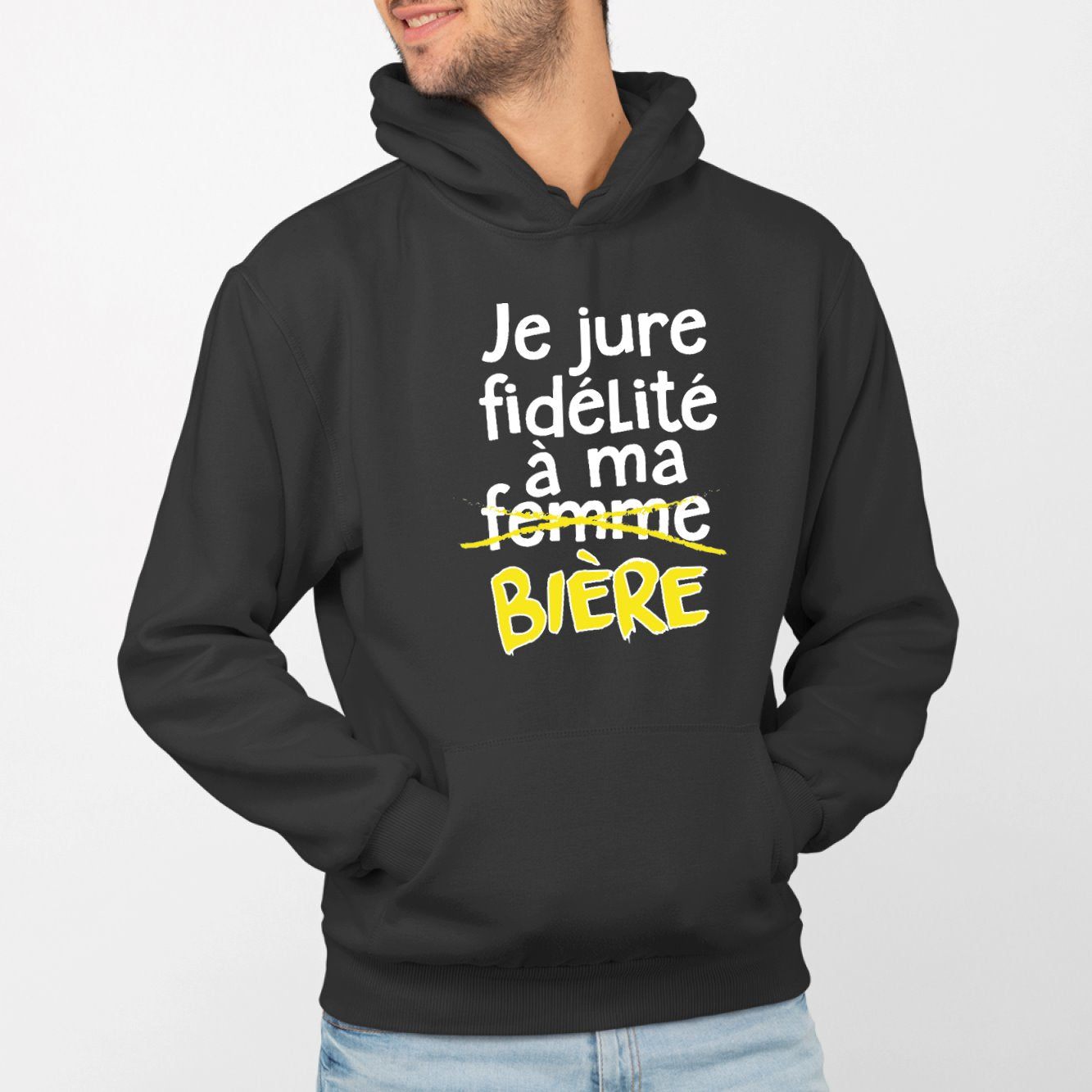 Sweat Capuche Adulte Je jure fidélité à ma bière Noir
