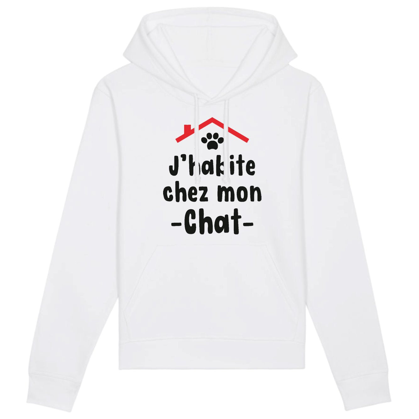 Sweat Capuche Adulte J'habite chez mon chat