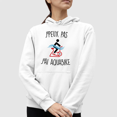 Sweat Capuche Adulte J'peux pas j'ai aquabike Blanc