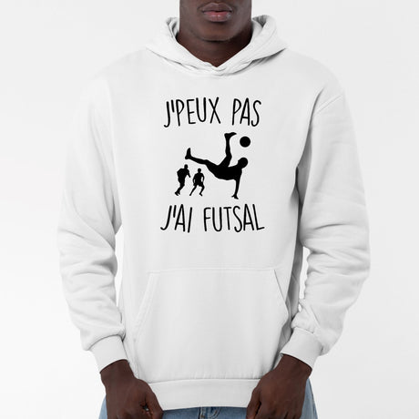 Sweat Capuche Adulte J'peux pas j'ai futsal Blanc