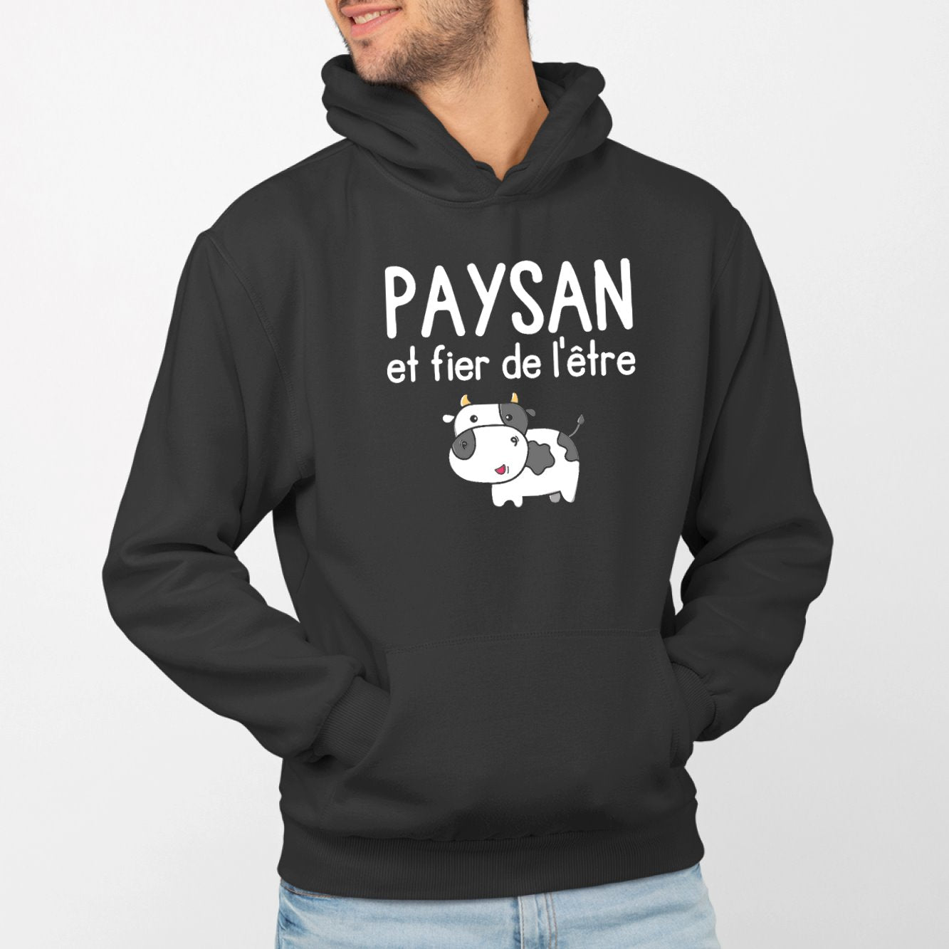 Sweat Capuche Adulte Paysan et fier de l'être Noir