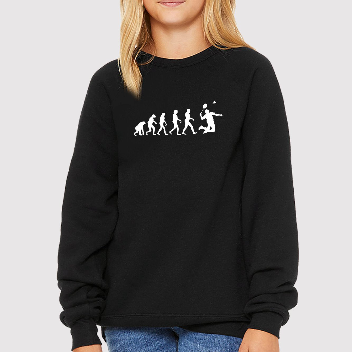 Sweat Enfant Évolution badminton Noir