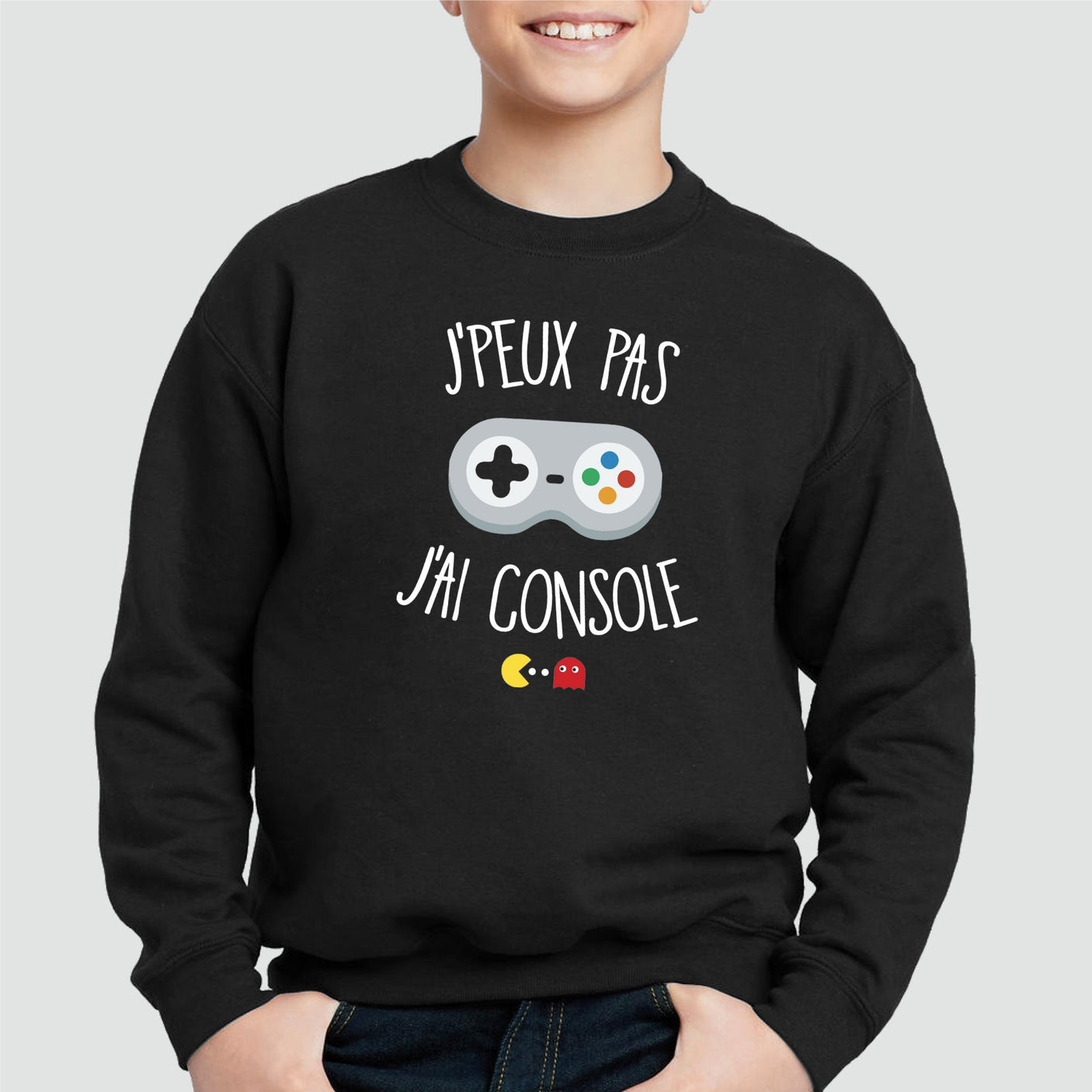 Sweat Enfant J'peux pas j'ai console Noir