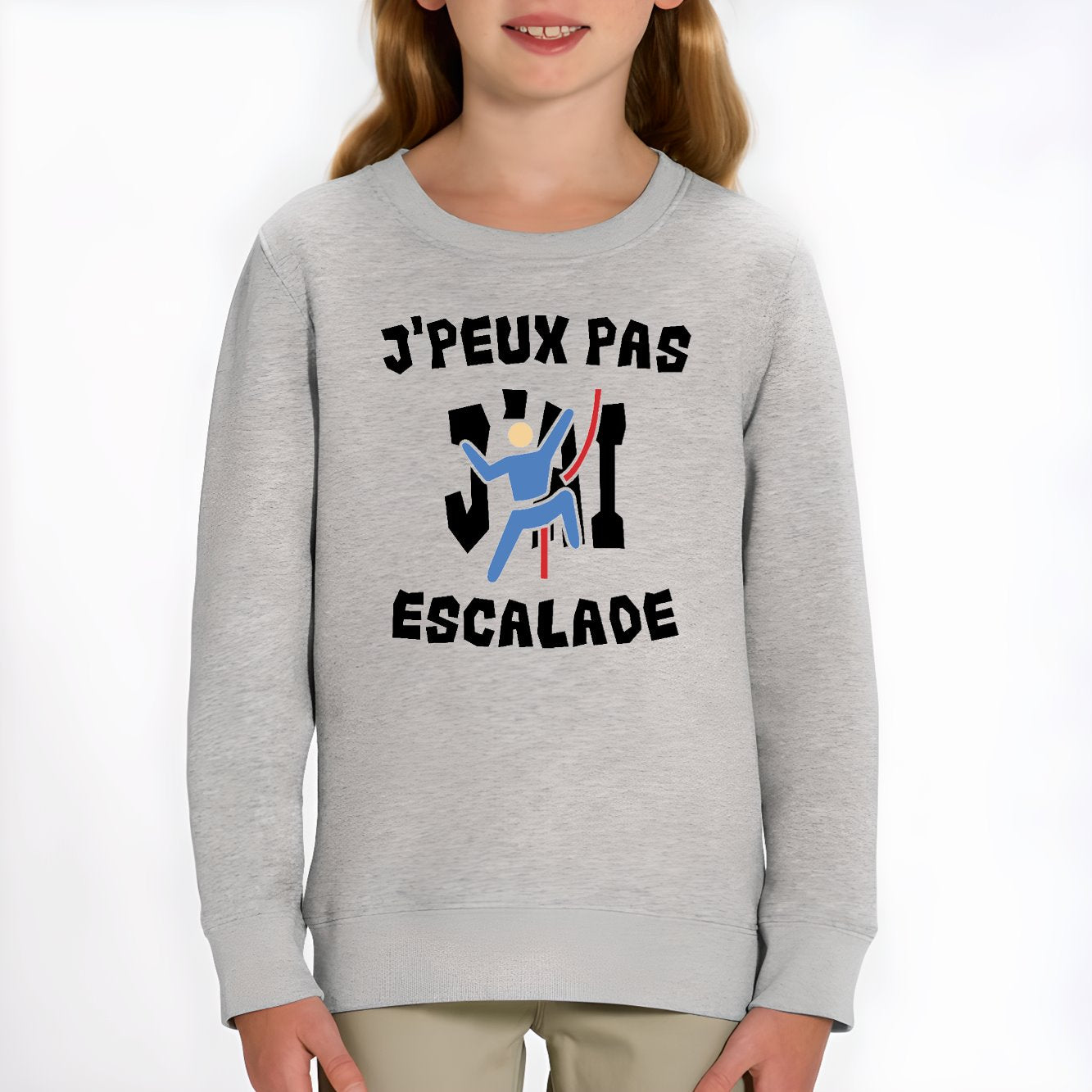 Sweat Enfant J'peux pas j'ai escalade Gris