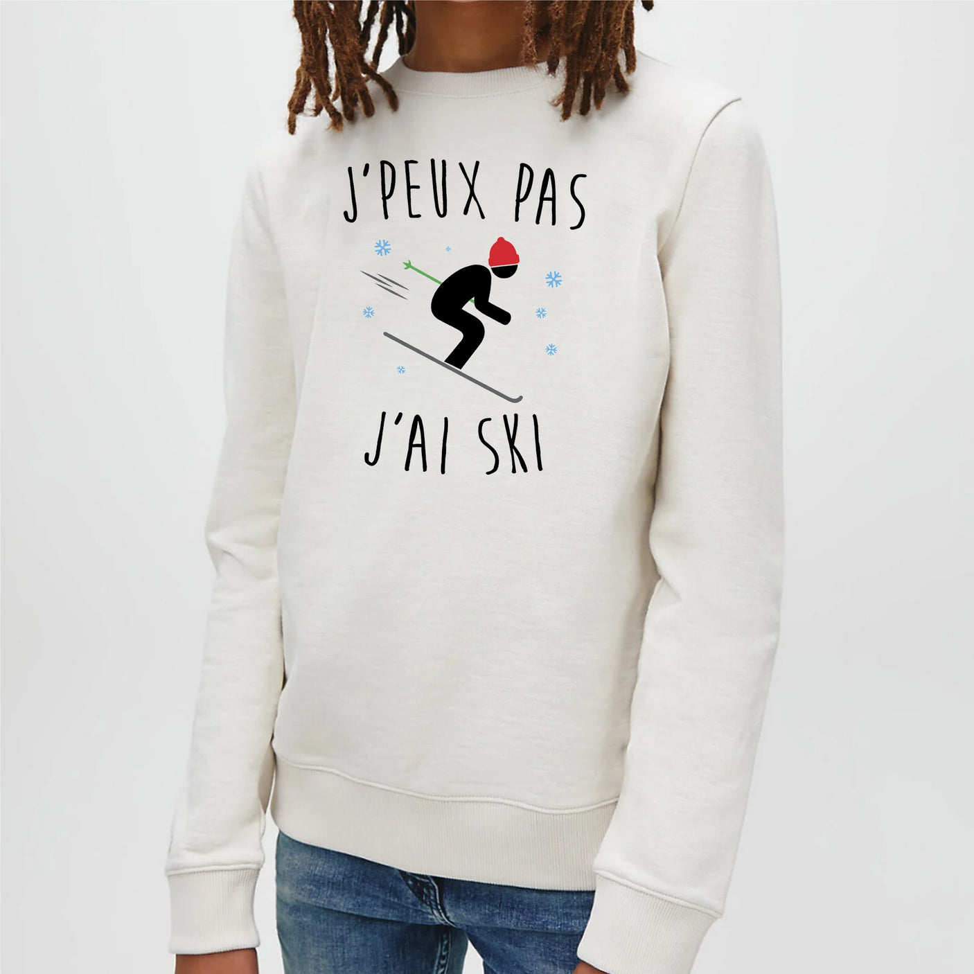 Sweat Enfant J'peux pas j'ai ski Blanc