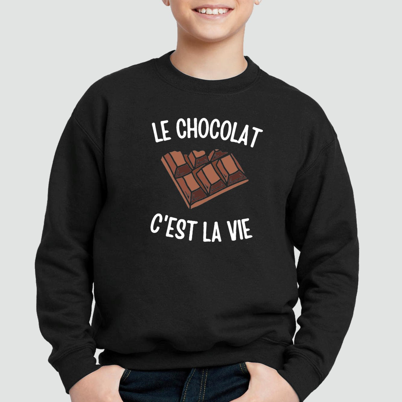 Sweat Enfant Le chocolat c'est la vie Noir