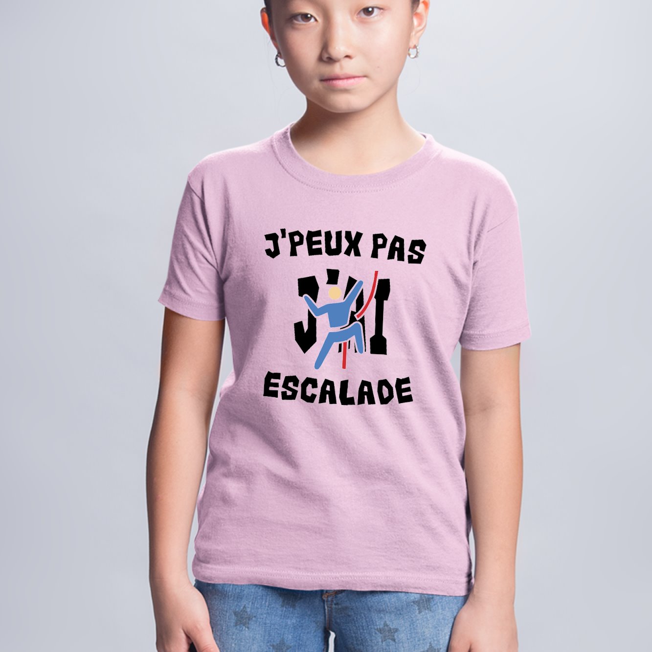 T-Shirt Enfant J'peux pas j'ai escalade Rose