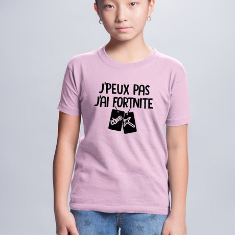 T-Shirt Enfant J'peux pas j'ai Fortnite Rose