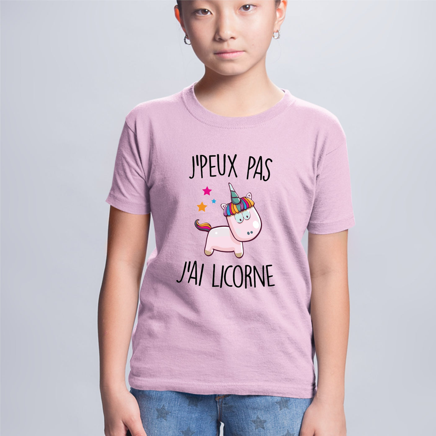 T-Shirt Enfant J'peux pas j'ai licorne Rose