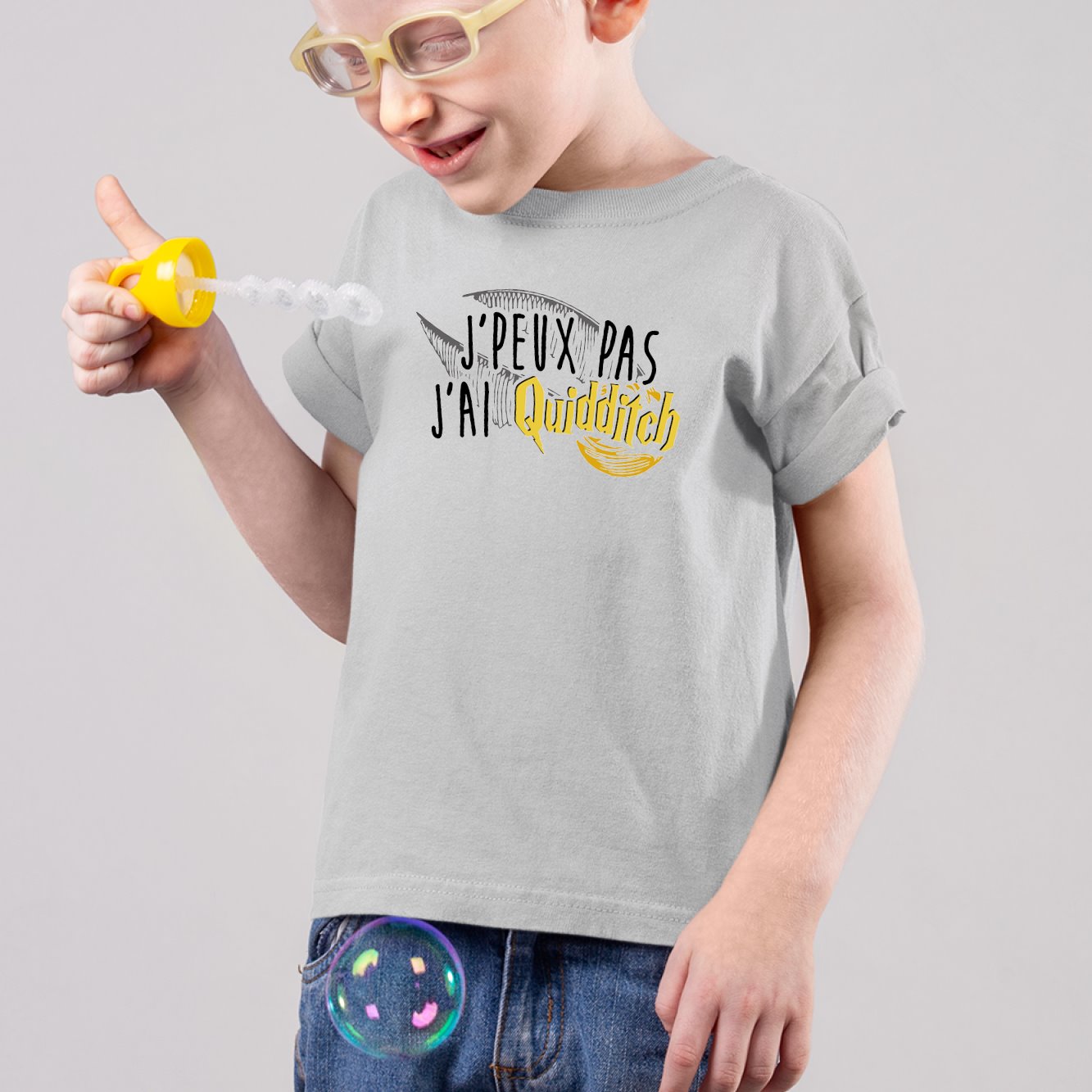 T-Shirt Enfant J'peux pas j'ai Quidditch Gris