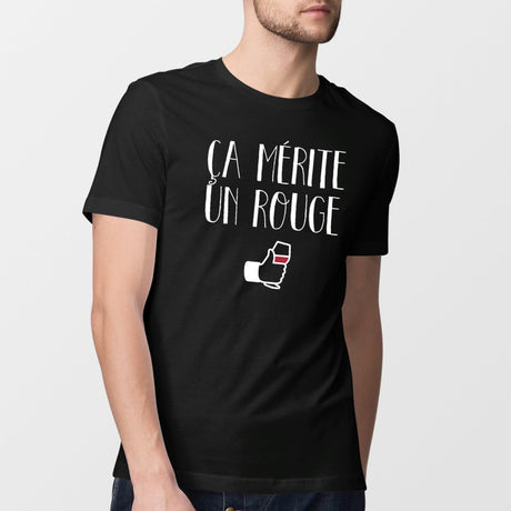 T-Shirt Homme Ça mérite un rouge Noir