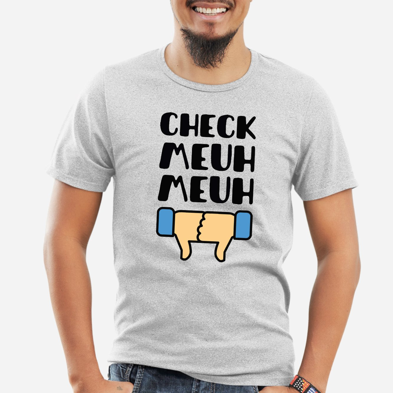 T-Shirt Homme Check meuh meuh Gris
