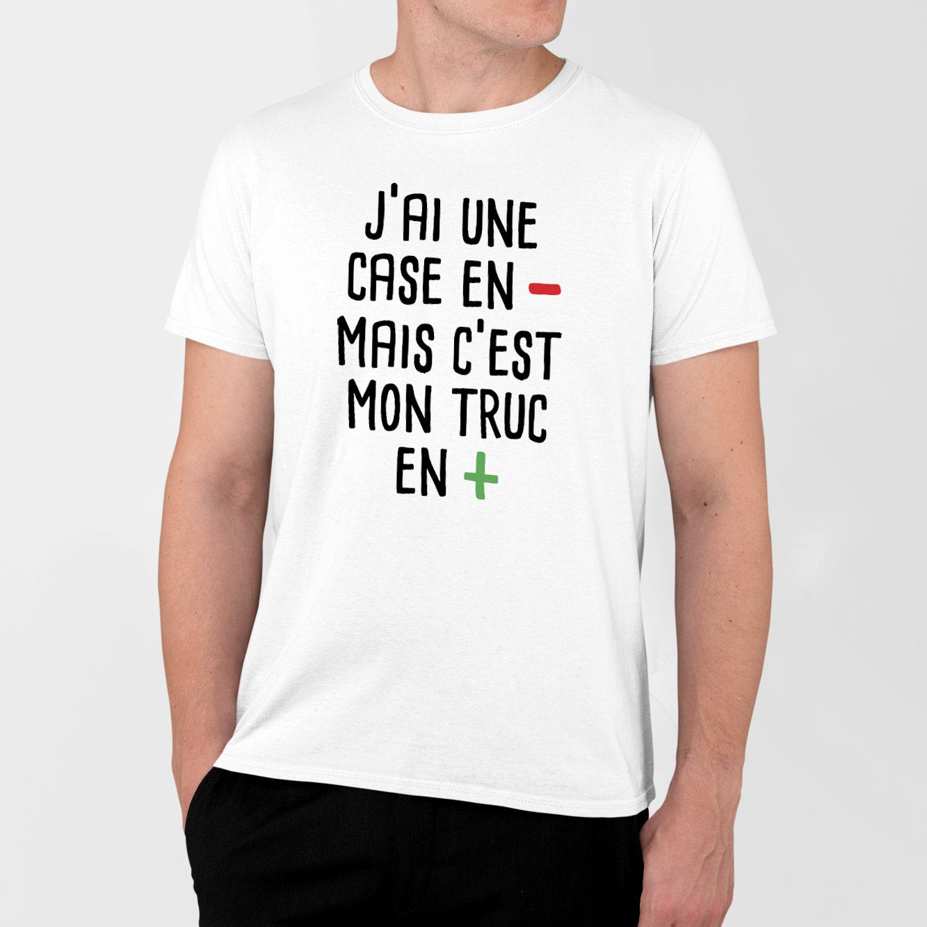 T-Shirt Homme J'ai une case en moins Blanc