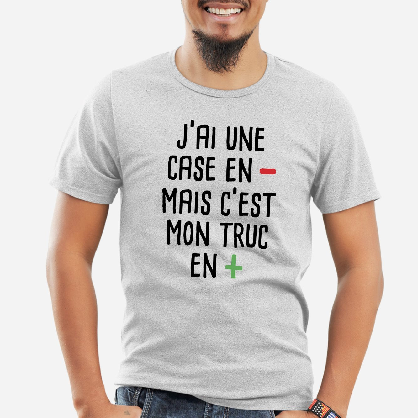 T-Shirt Homme J'ai une case en moins Gris