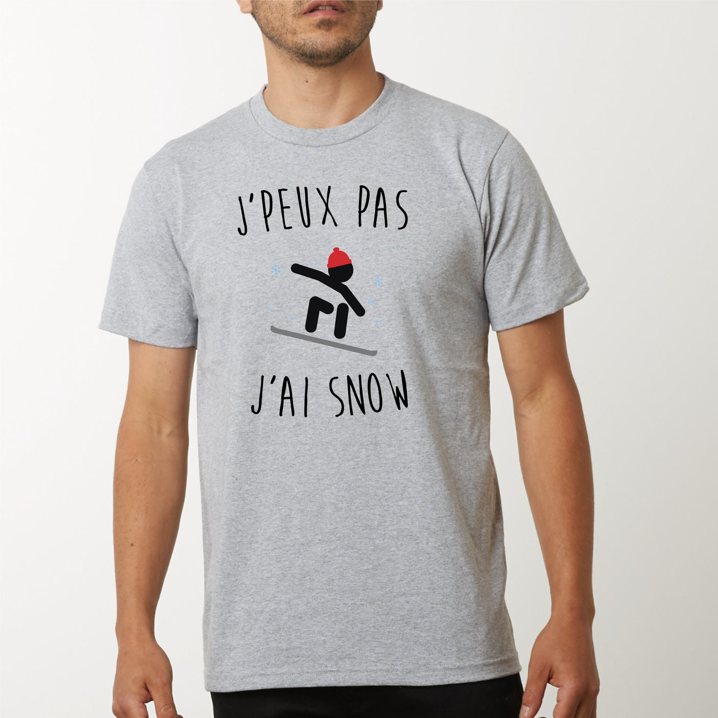 T-Shirt Homme J'peux pas j'ai snow Gris