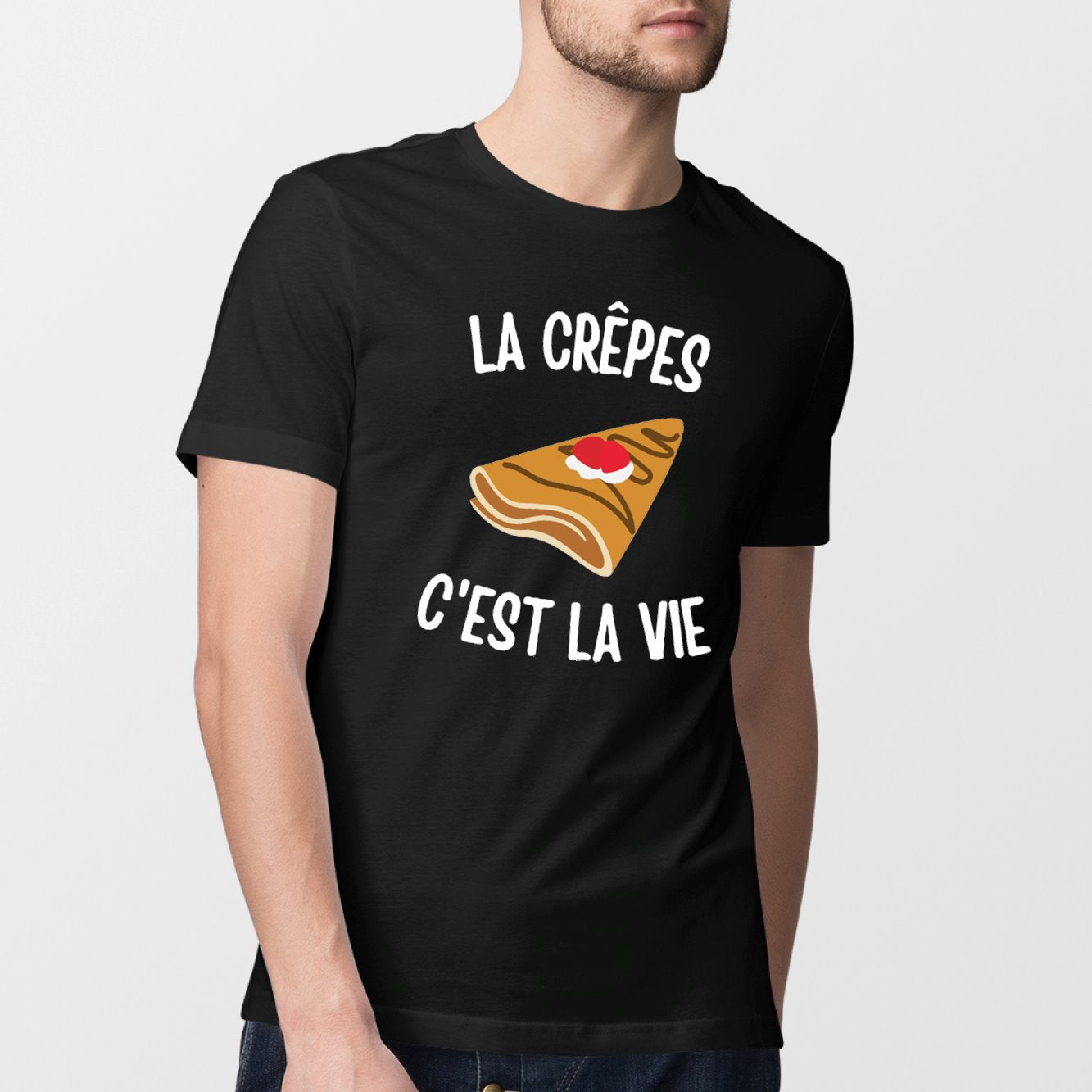 T-Shirt Homme Les crêpes c'est la vie Noir