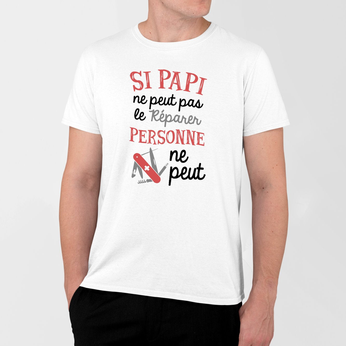 T-Shirt Homme Si papi ne peut pas pas le réparer Blanc