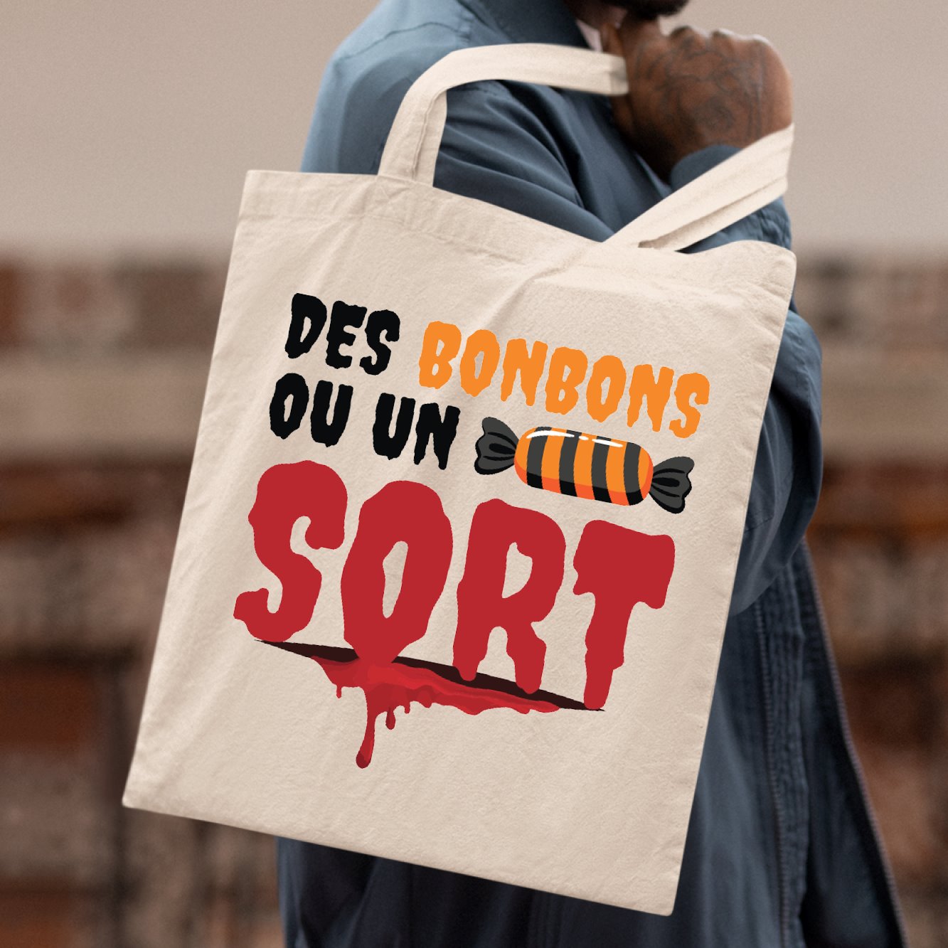 Tote bag Des bonbons ou un sort Beige