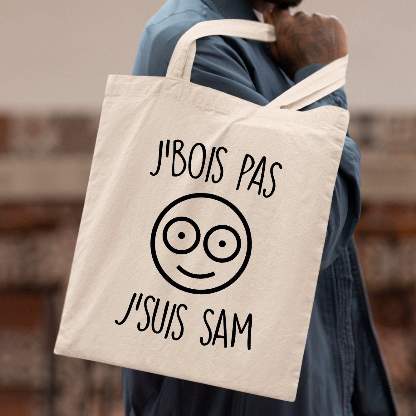 Tote bag J'bois pas j'suis Sam Beige