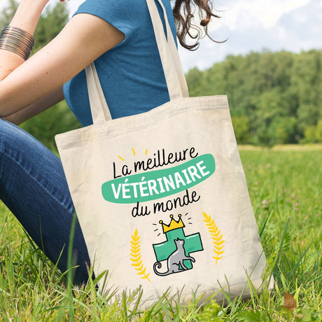 Tote bag La meilleure vétérinaire du monde Blanc