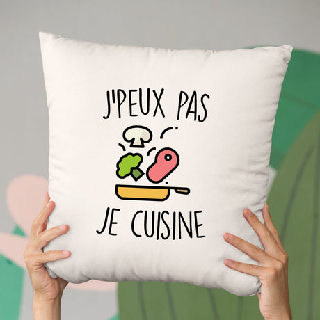 Coussin J'peux pas je cuisine Beige