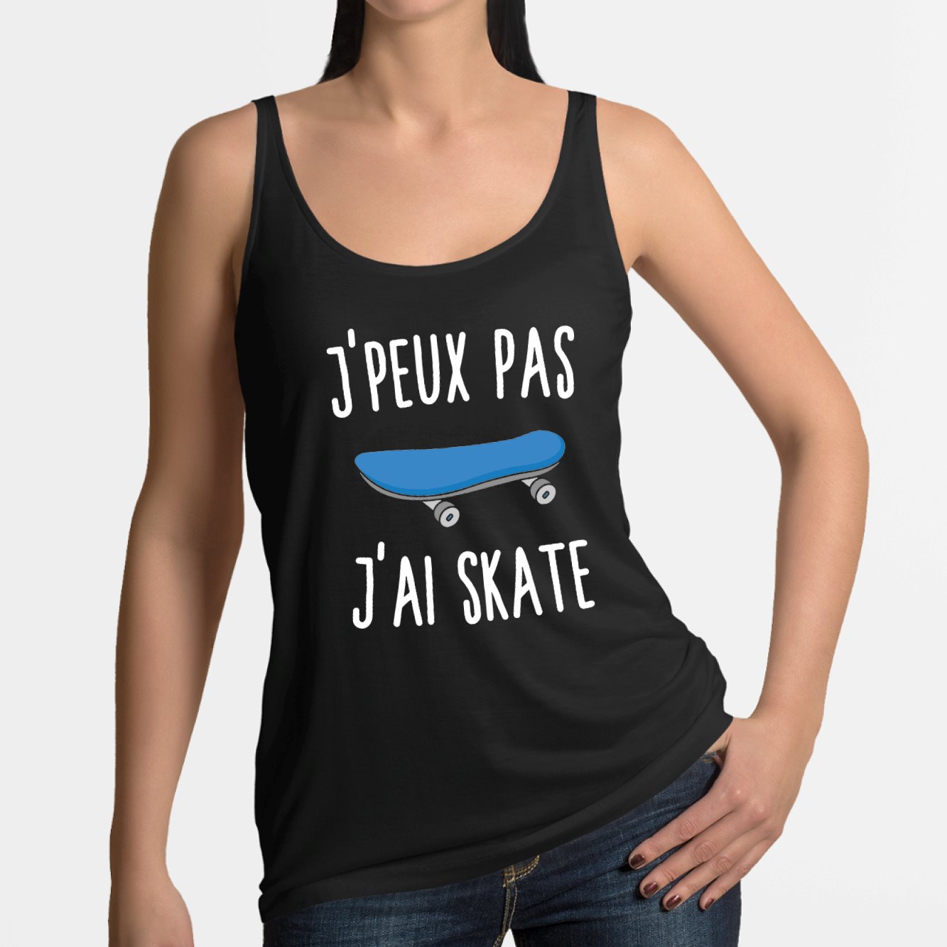 Débardeur Femme J'peux pas j'ai skate Noir