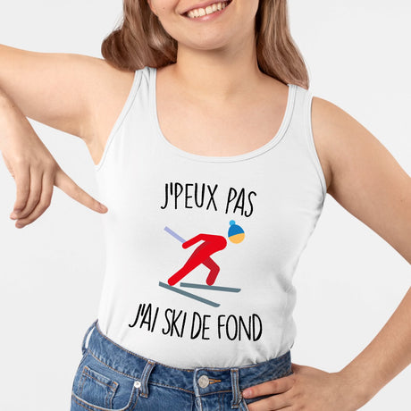 Débardeur Femme J'peux pas j'ai ski de fond Blanc