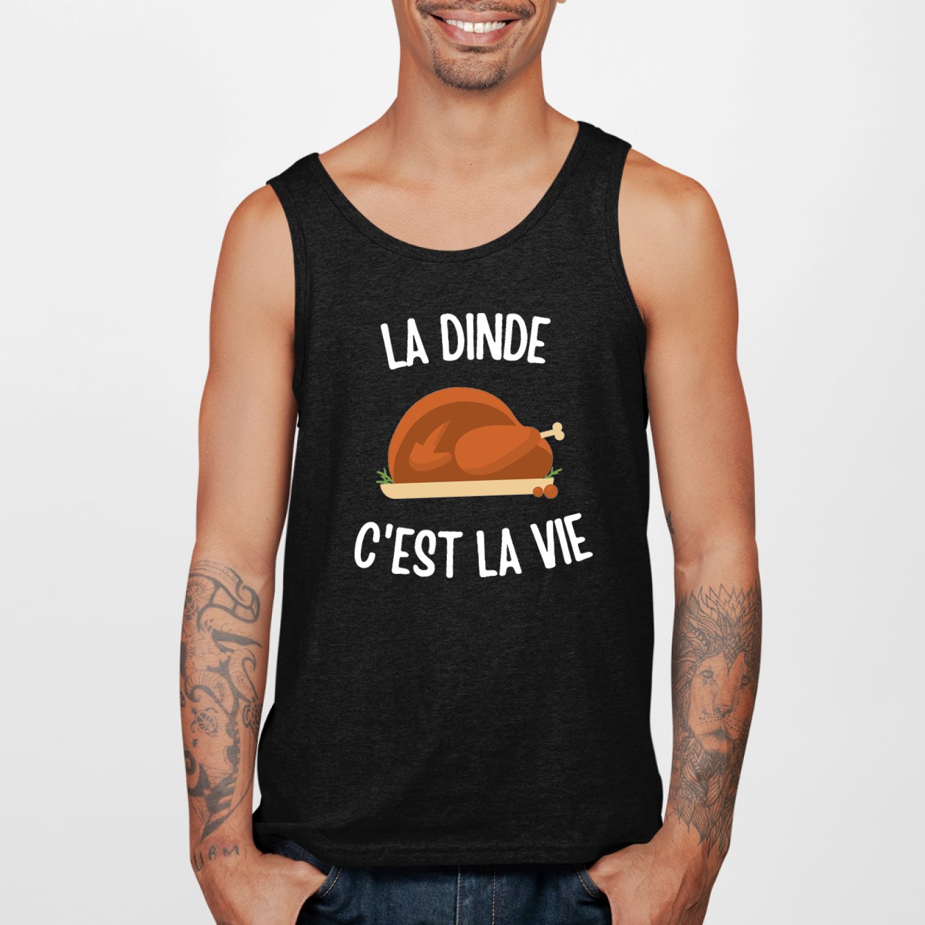 Débardeur Homme La dinde c'est la vie Noir