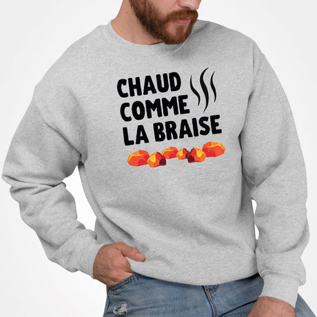 Sweat Adulte Chaud comme la braise Gris